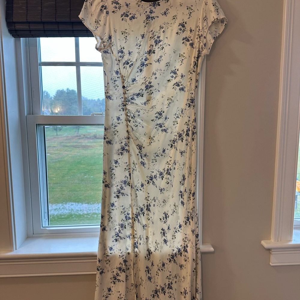 Reformation Frasier Gathered short sleeve midi dress